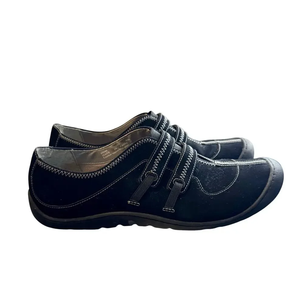 Clarks Sneaker Loafers Black Nubuck Leather Slip-Ons comfort suede women’s 11